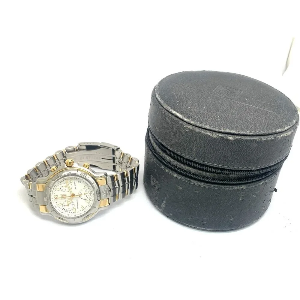 Tag Heuer Men's Watch CH1150-0 Swiss Quartz Chronograph 18k Yellow Gold Steel